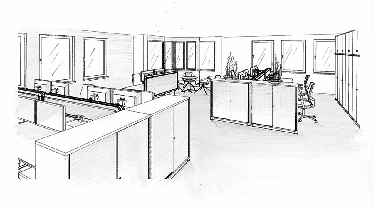 Concept drawing of an office space by our experts Concept drawing of an office space by our experts